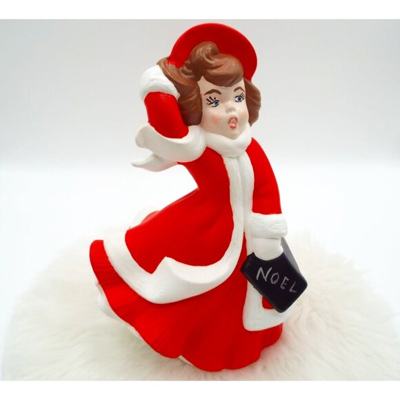 Vintage Atlantic Mold 8.5" Hand Painted Ceramic Lady Christmas Caroler Figurine - Picture 1 of 11